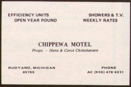 Chippewa Motel - Old Yearbook Ad